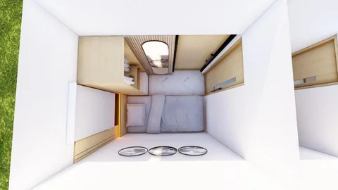 Render kamar mandi unit Bumi Citra Regency berisi kloset duduk dan shower, dilihat dari atas