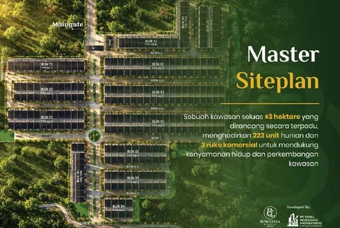 Master siteplan Bumi Citra Regency: kawasan 3 hektar berisi 223 unit hunian dan 3 ruko komersial