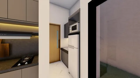 Render pantry unit Bumi Citra Regency pada jalur menuju area belakang rumah